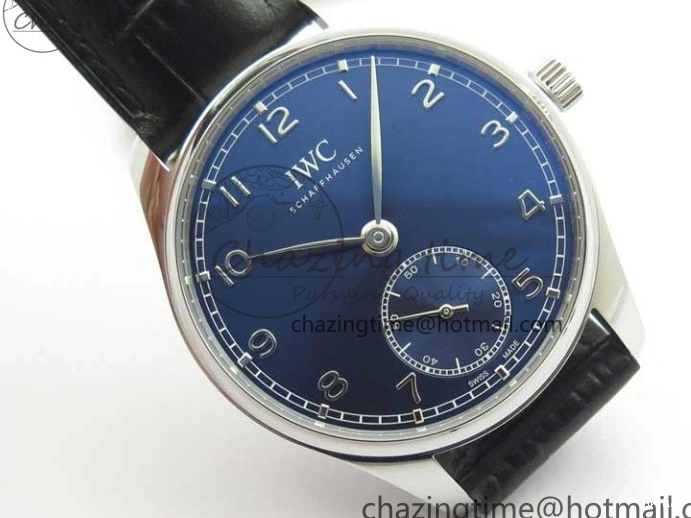 MIROTIME 0502 TimelessDesign Portuguese IW358304 ZF 1:1 Best Edition SS Blue Dial on Leather Strap A 7078